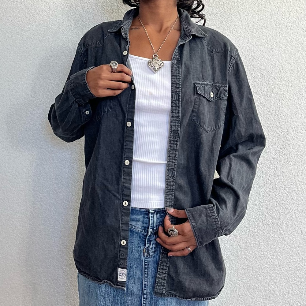 🖤 black long sleeve button up top